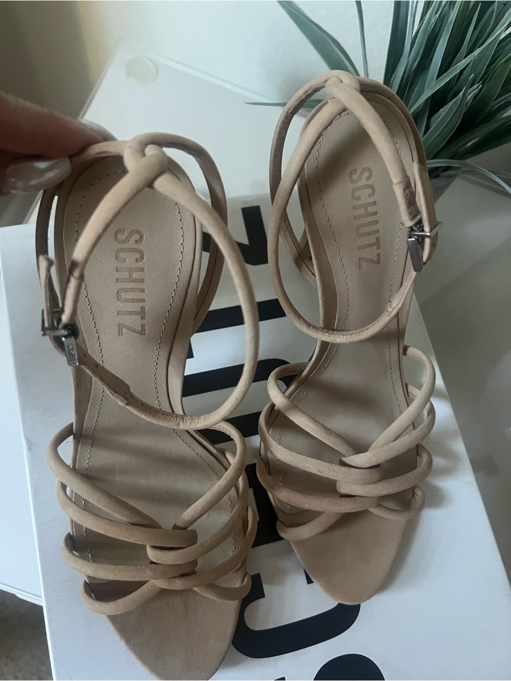 NWT: SCHUTZ Rachel Ankle‑Buckle High Heel Sandal in Nude -Size 7 - Picture 9 of 12